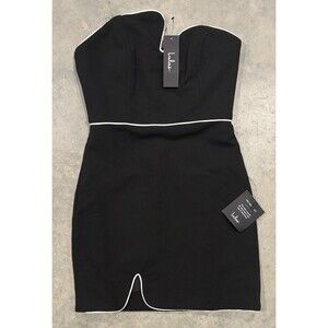 NWT Lulus Iconic Stance Black Asymmetrical Strapless Mini Dress Women’s XS